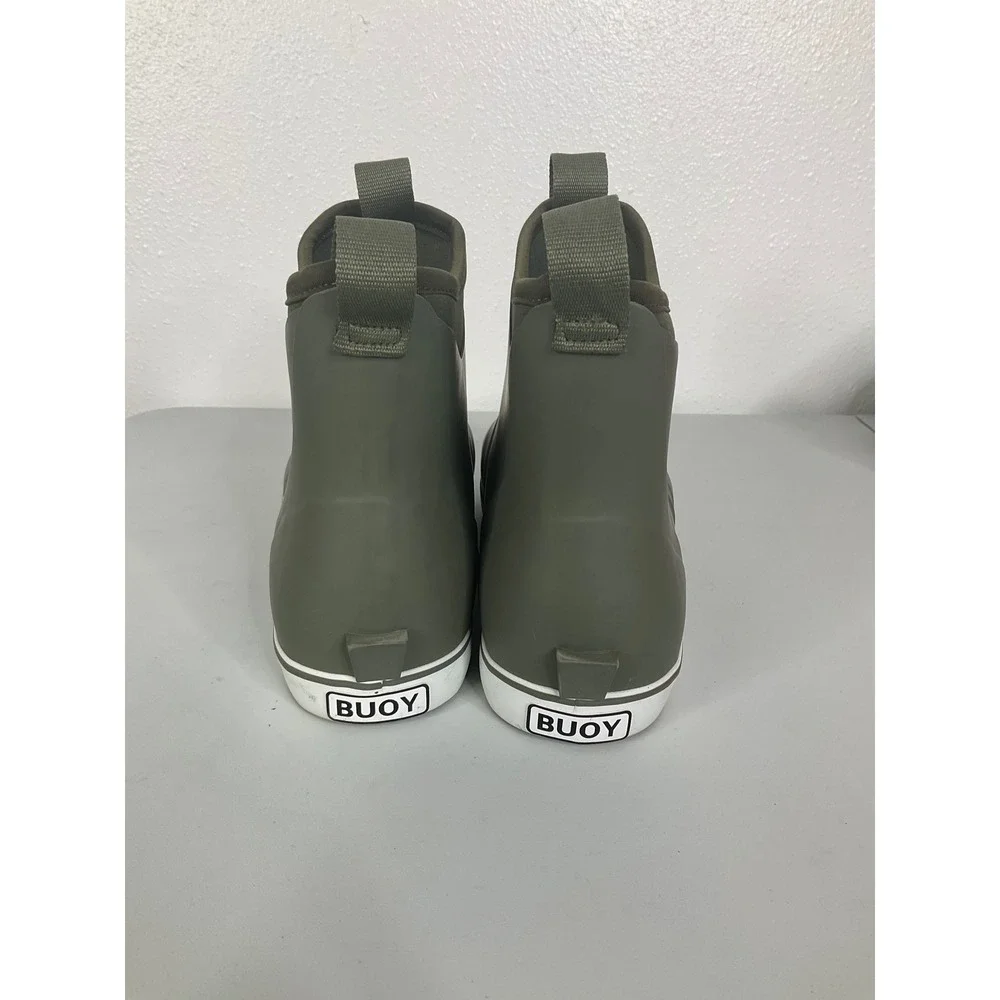 Buoy Mens Waterproof Rubber Deck Boots Olive Green Neoprene Collar Size 12